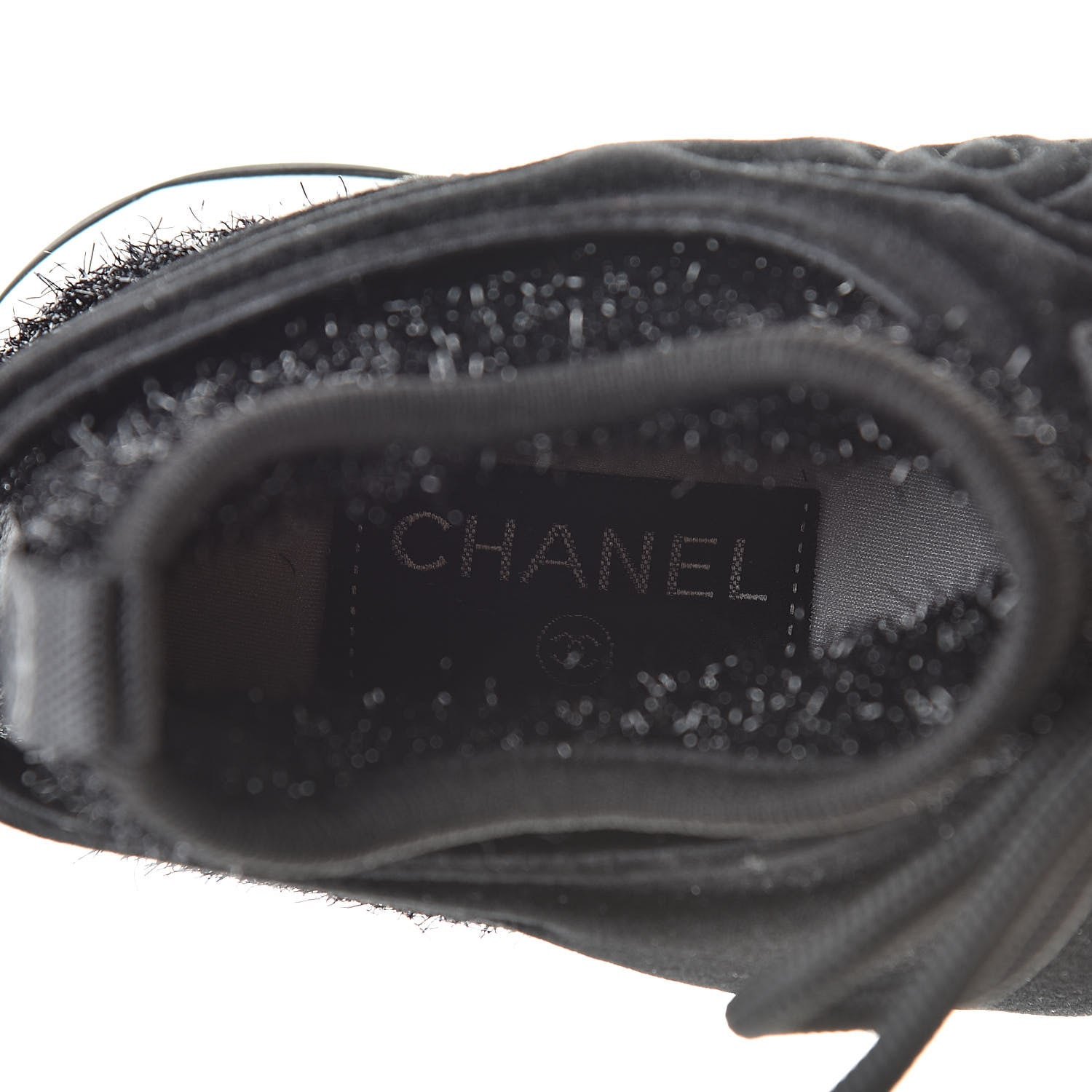 Chanel Stretch Fabric Velvet CC Sneakers 36.5 Black 7 of 8