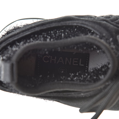 Chanel Stretch Fabric Velvet CC Sneakers 36.5 Black 7 of 8