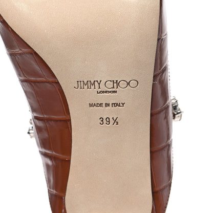 Jimmy Choo Crocodile Embossed Crystal Bing 65 Pumps 39.5 Tan 6 of 9
