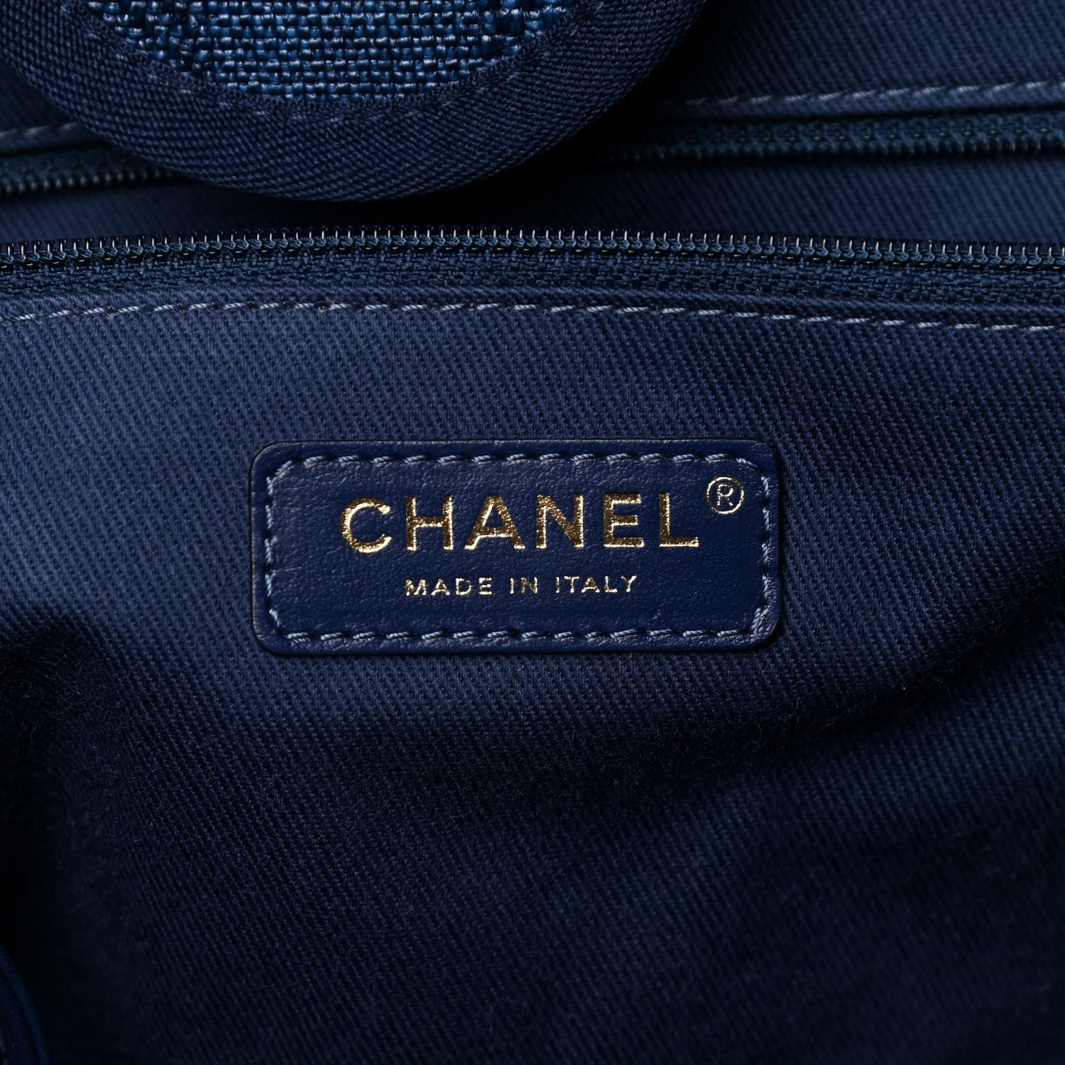 Chanel Mixed Fibers Striped Medium Deauville Tote Navy Blue 6 of 11