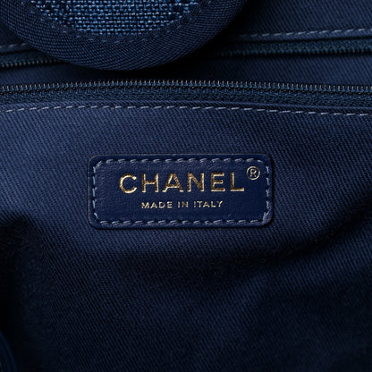 Chanel Mixed Fibers Striped Medium Deauville Tote Navy Blue 6 of 11