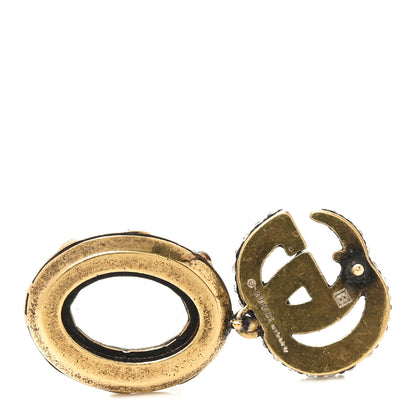 Gucci Metal Crystal Double G Drop Earrings Aged Gold 4 of 4