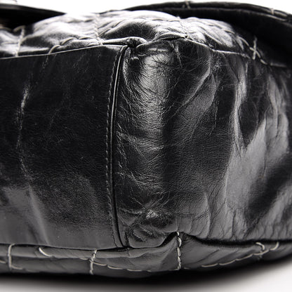Chanel Glazed Goatskin Double Stitch Maxi Flap Black 10 of 10