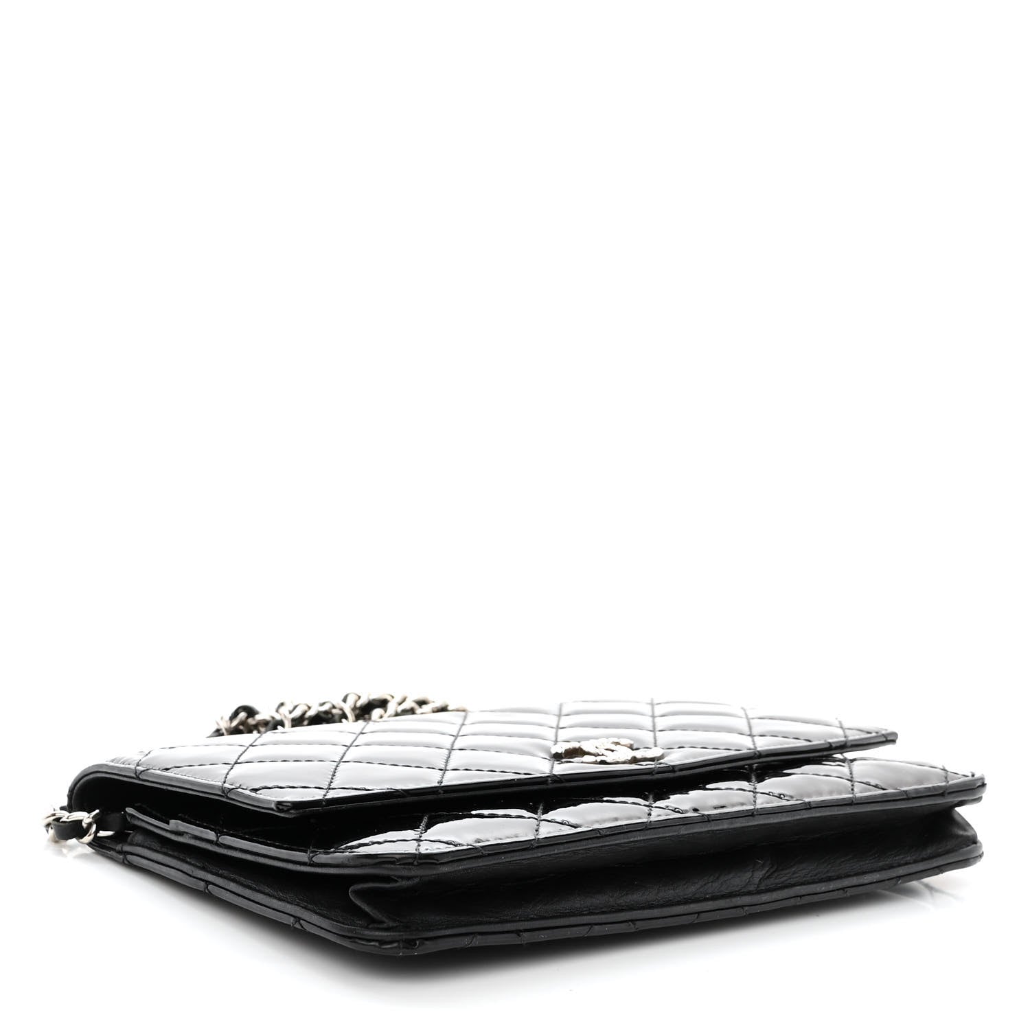Chanel Patent Quilted Brilliant Wallet On Chain WOC Black 4 of 13