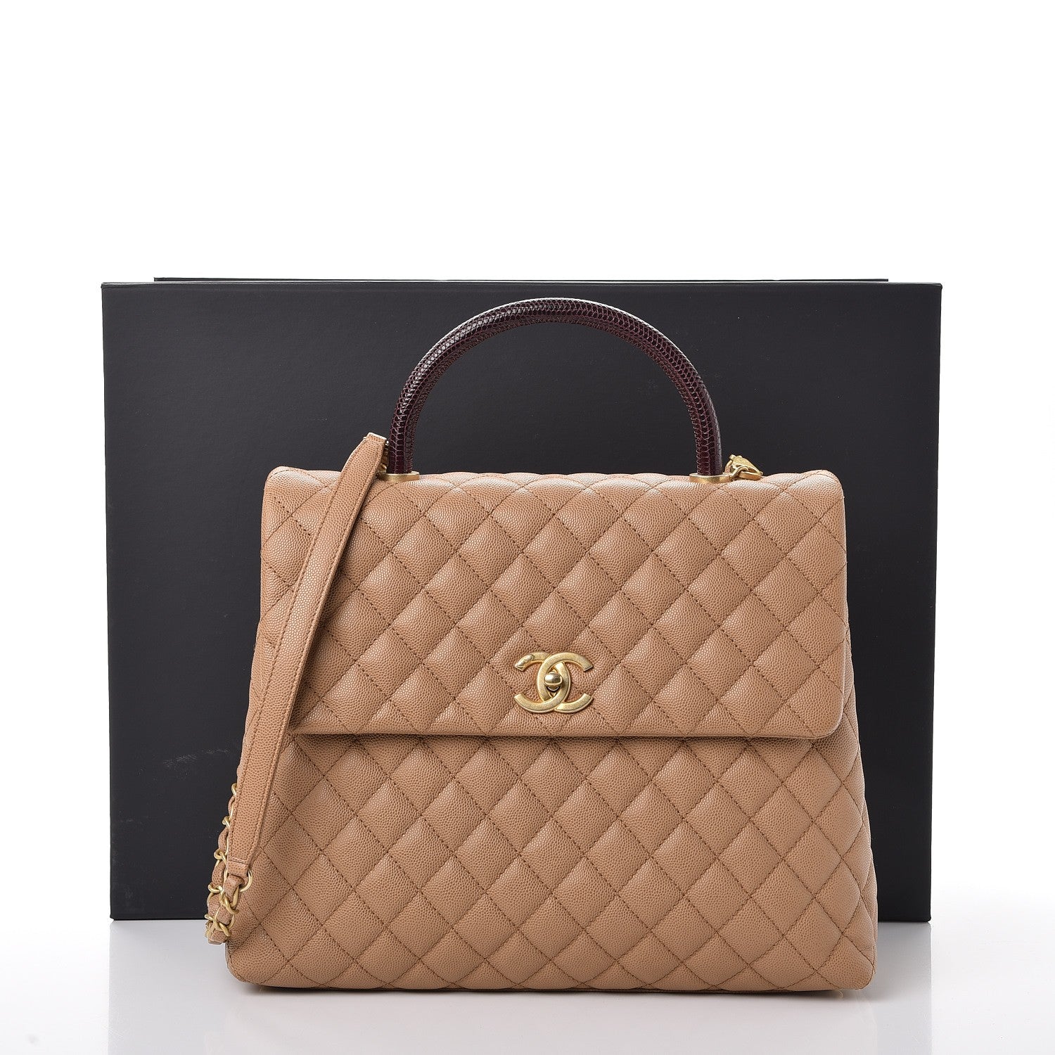 Chanel Caviar Lizard Quilted Large Coco Handle Flap Beige 8 of 8