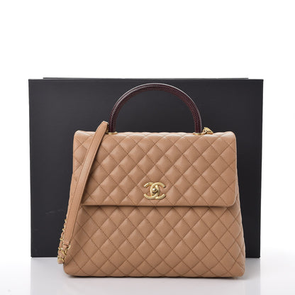 Chanel Caviar Lizard Quilted Large Coco Handle Flap Beige 8 of 8