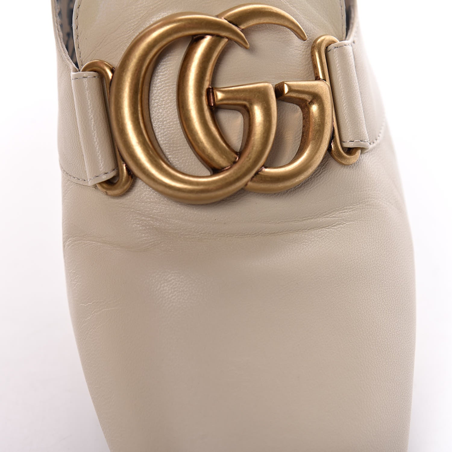 Gucci Malaga Kid GG Victoire 55mm Loafer Pumps 41 Vintage White 13 of 17