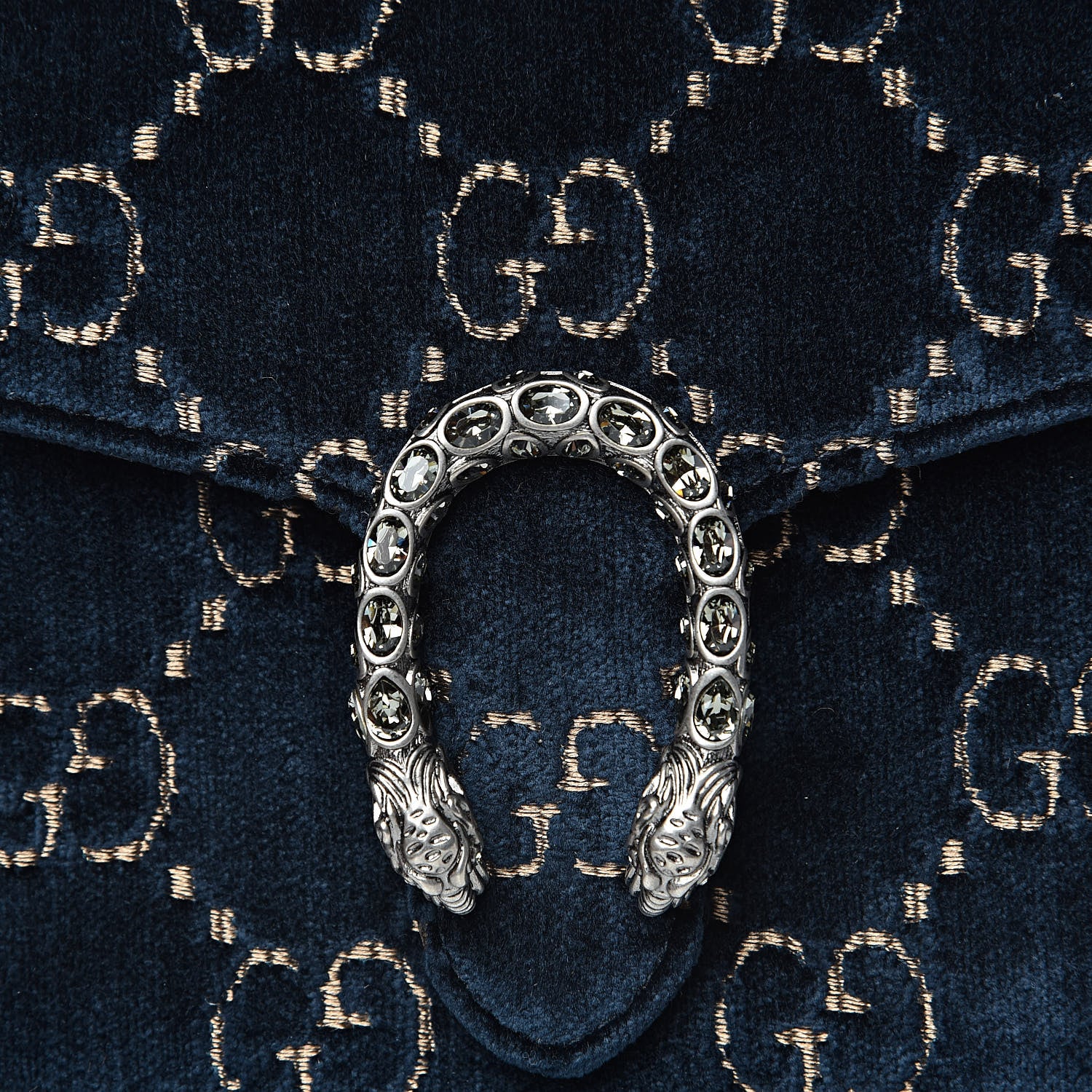 Gucci Velvet Crystal GG Monogram Mini Dionysus Chain Wallet Blue Beige Black 10 of 11