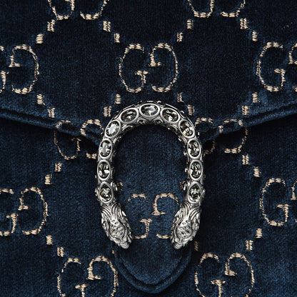 Gucci Velvet Crystal GG Monogram Mini Dionysus Chain Wallet Blue Beige Black 10 of 11