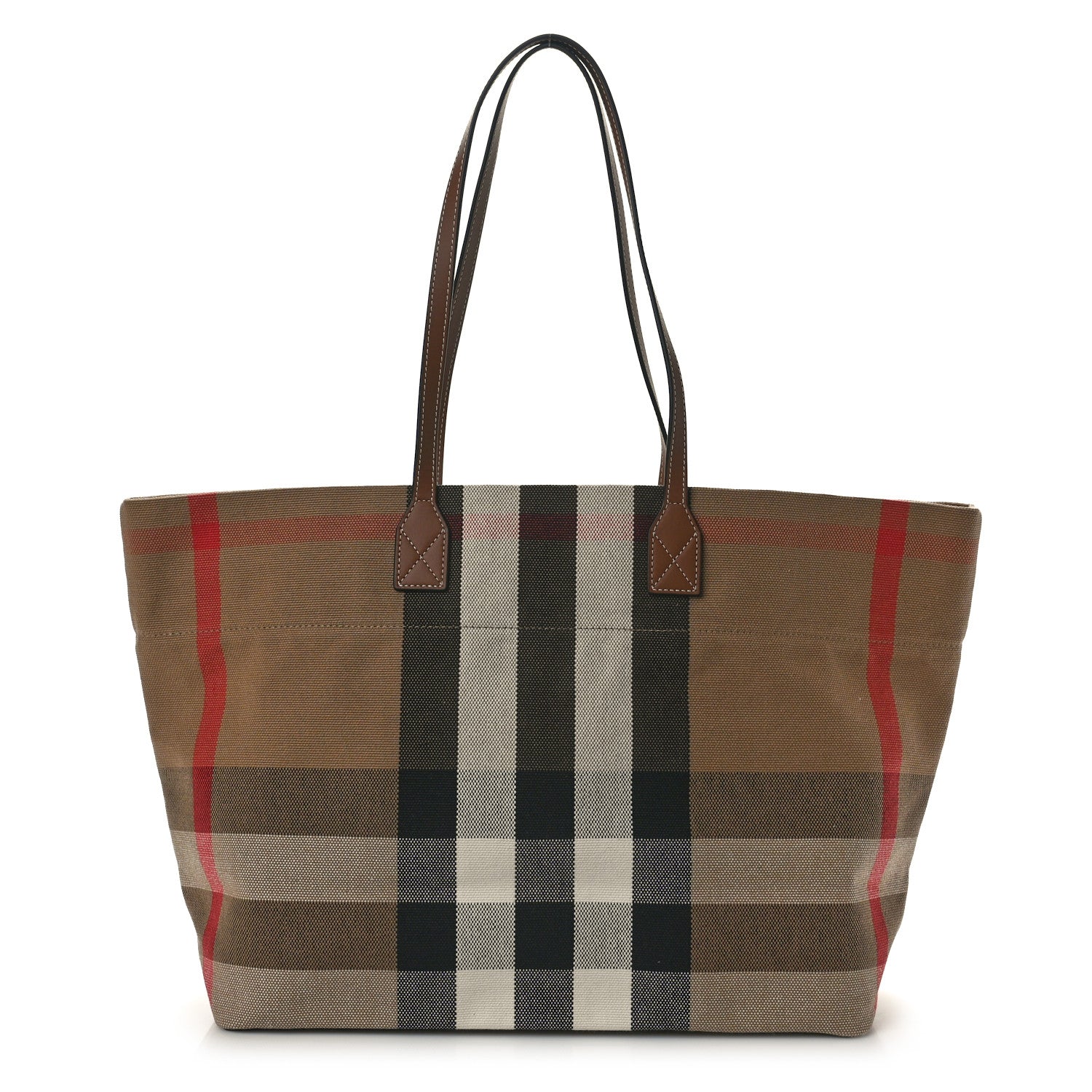 Burberry Giant Check Canvas Medium London Tote Taupe Brown 1 of 9