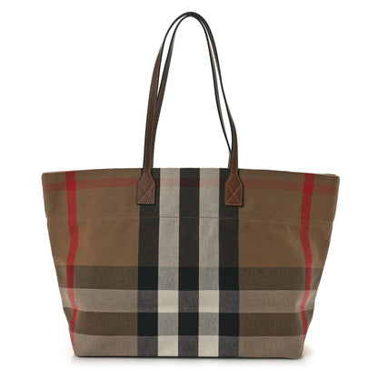 Burberry Giant Check Canvas Medium London Tote Taupe Brown 1 of 9