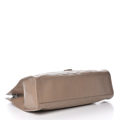 Saint Laurent Crinkled Calfskin Matelasse Monogram Niki Shoulder Bag Light Taupe 4 of 13