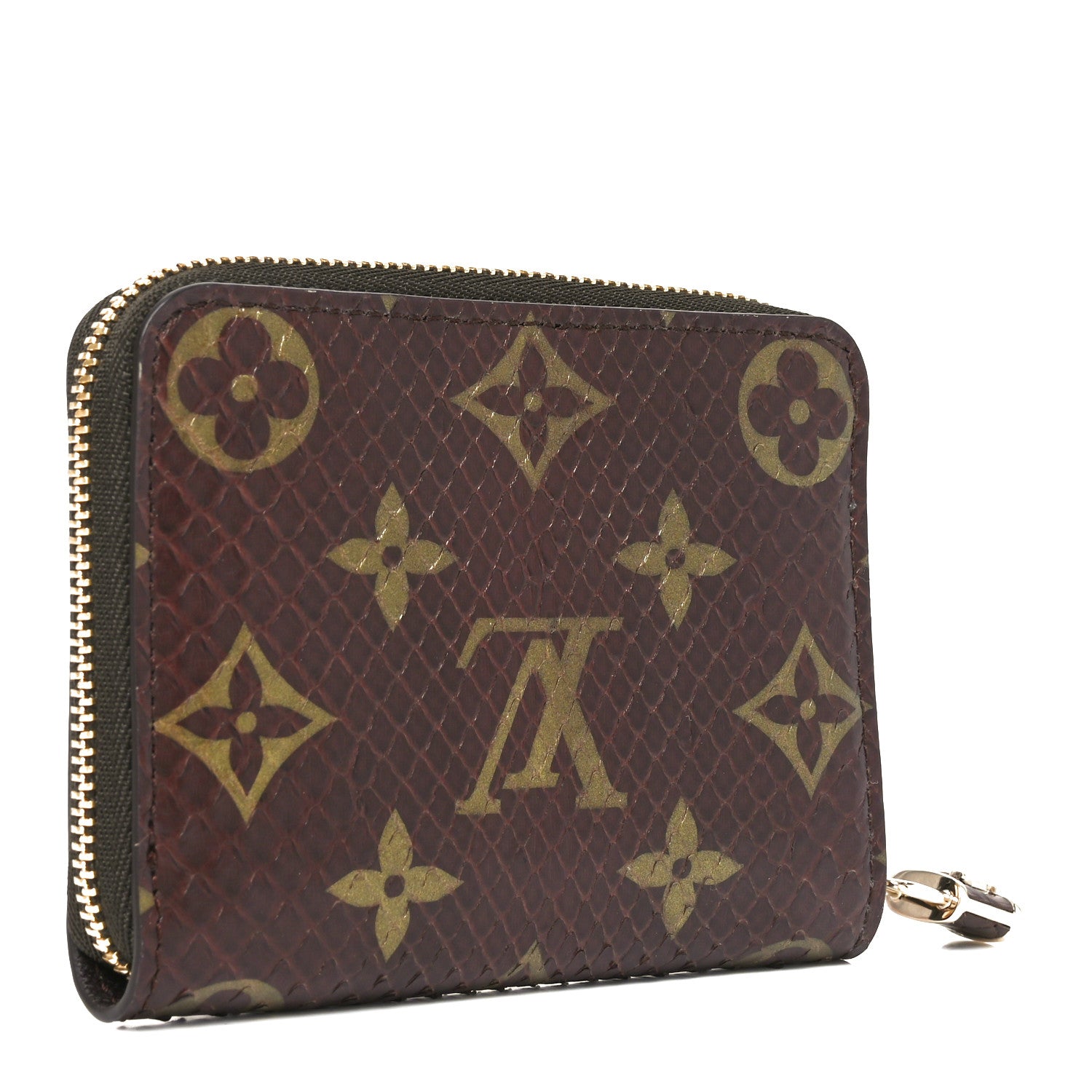 Louis Vuitton Snakeskin Monogram Zippy Padlock Coin Purse Brown 3 of 6