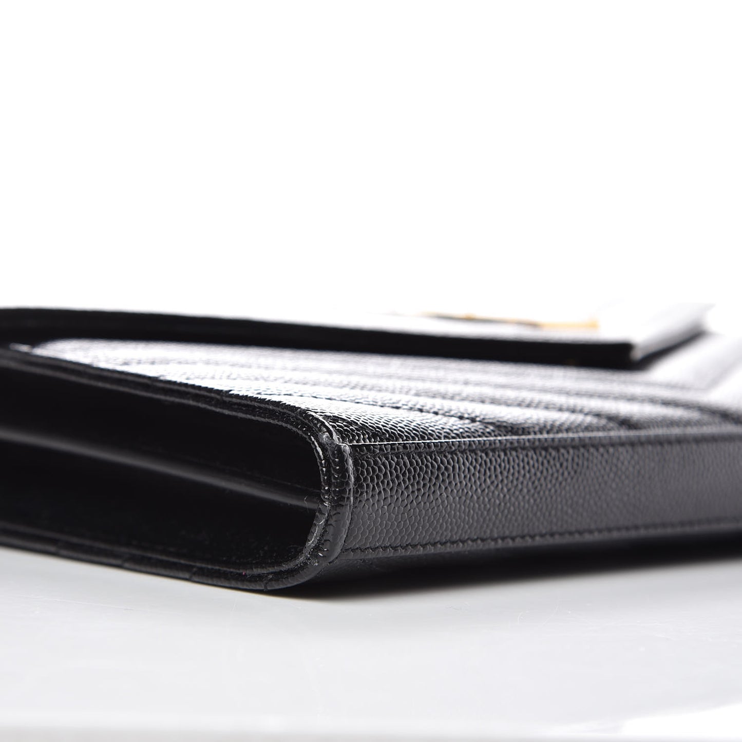 Grain De Poudre Matelasse Chevron Monogram Chain Wallet Black