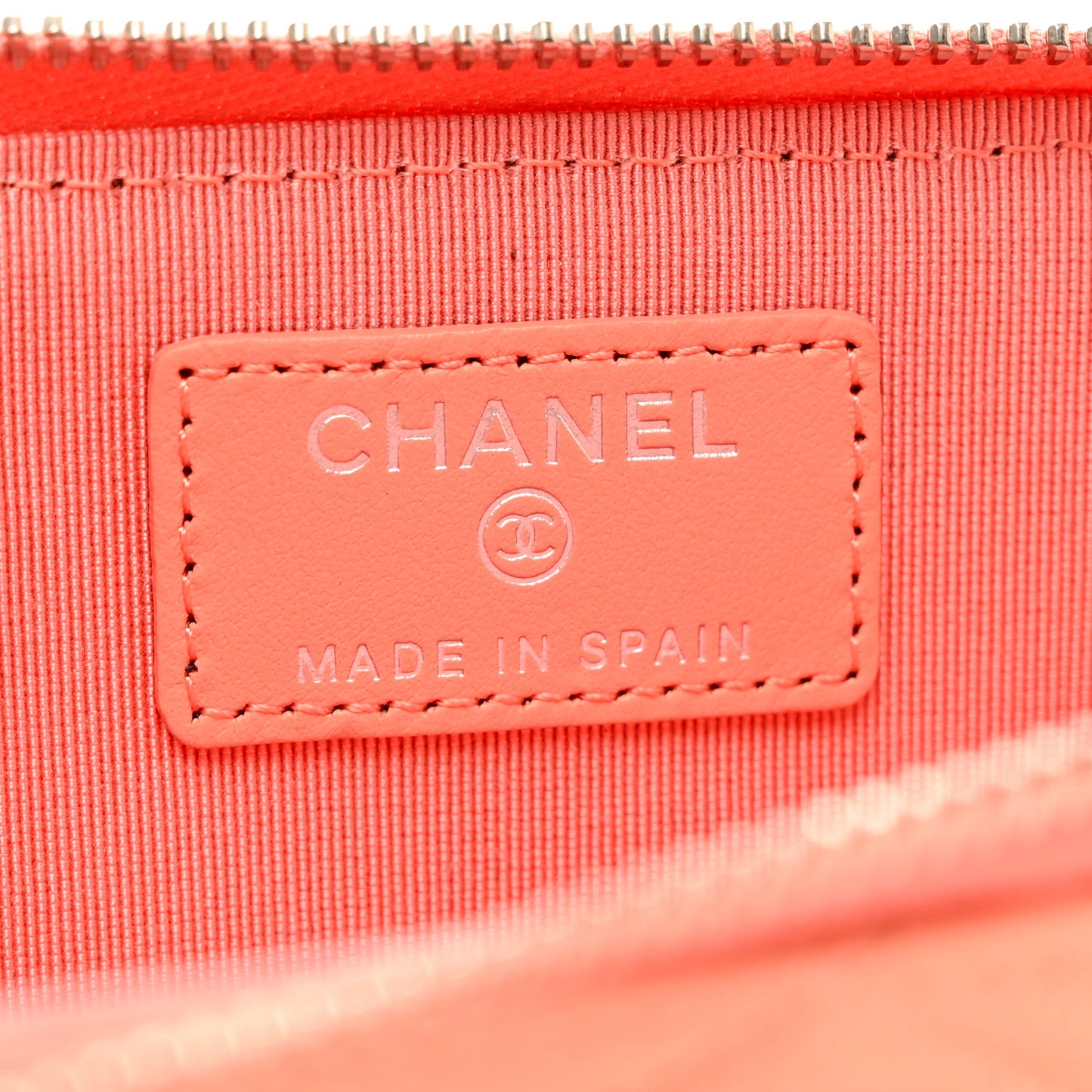 Caviar Quilted Zipped Key Holder Case Coral