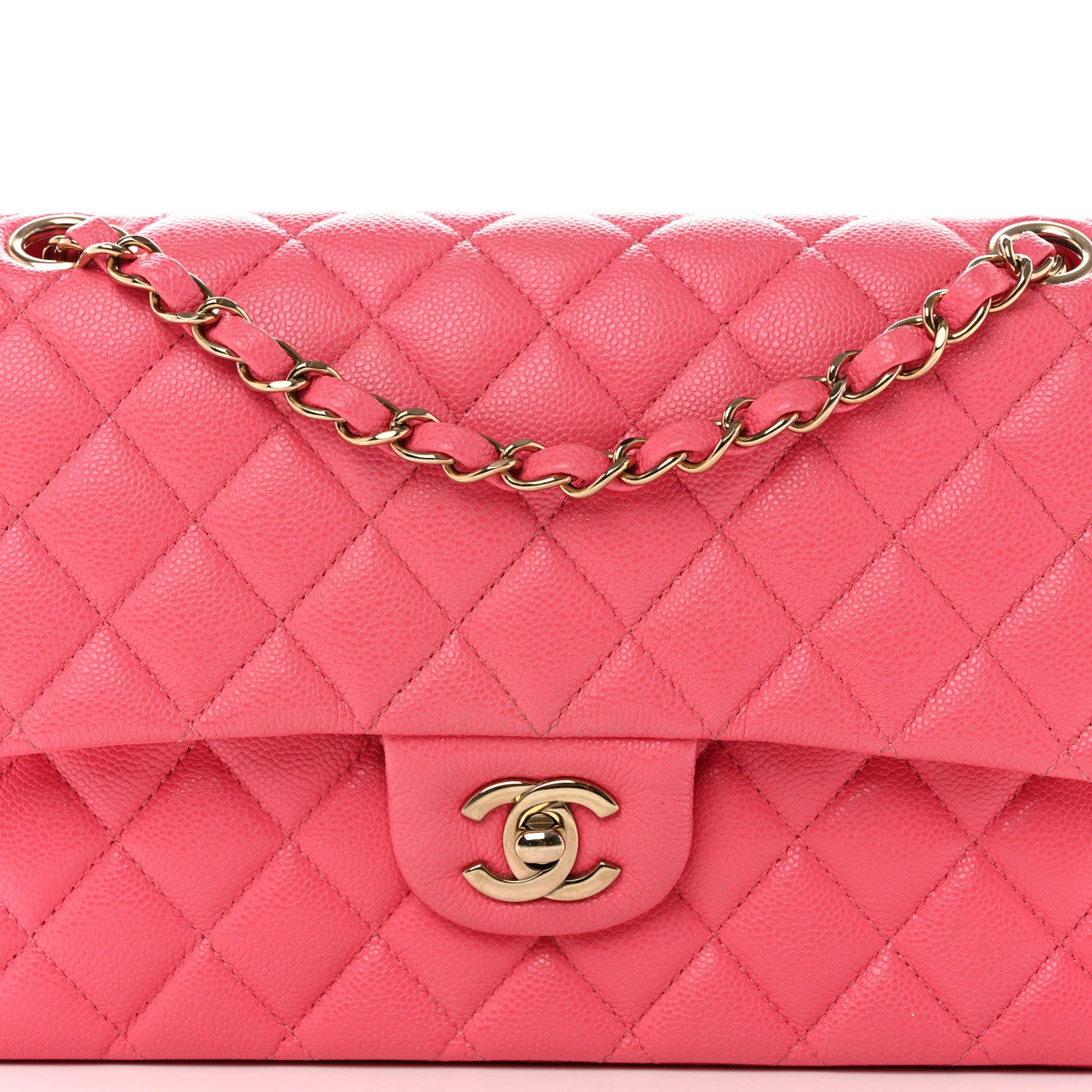 Chanel Shiny Caviar Quilted Medium Double Flap Pink 9 of 12