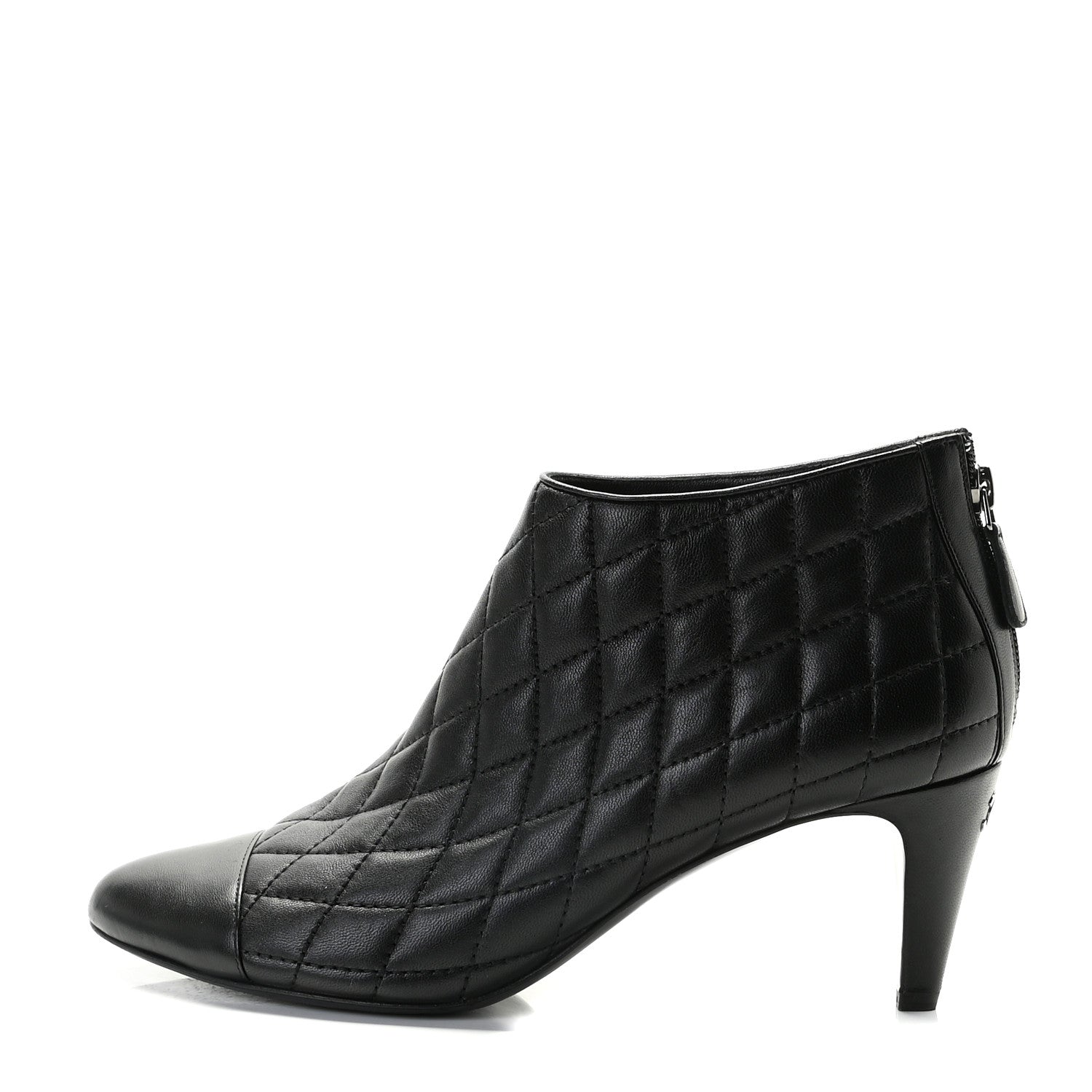 Chanel Calfskin Quilted Cap Toe Short Boots 40.5 Black 1 of 10