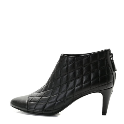 Chanel Calfskin Quilted Cap Toe Short Boots 40.5 Black 1 of 10