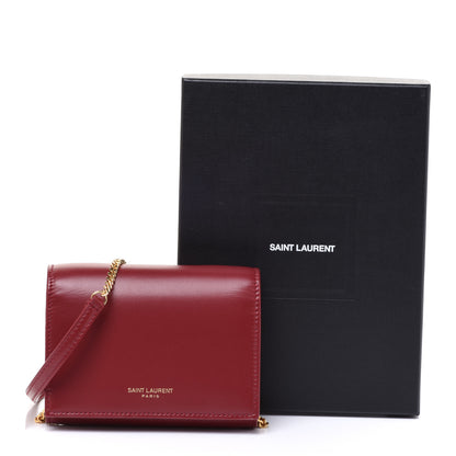 Saint Laurent Calfskin Monogram Chain Card Case Rouge Eros 8 of 8