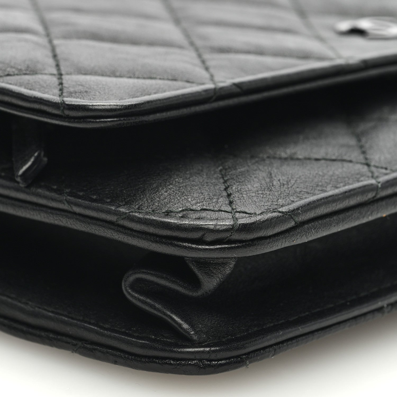 Chanel Crumpled Calfskin Quilted Wallet On Chain WOC So Black 9 of 12