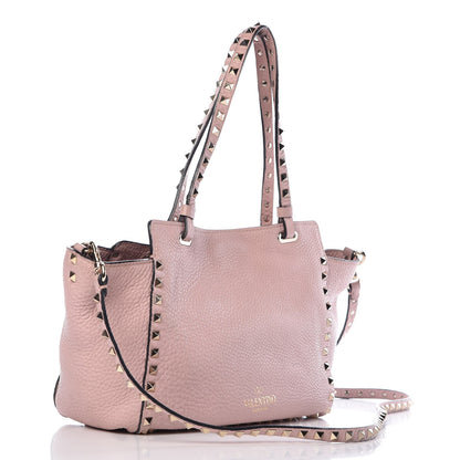 Valentino Garavani Grained Calfskin Small Rockstud Tote Water Rose 4 of 15