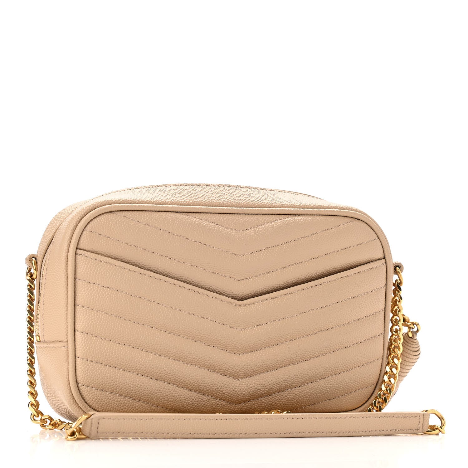 Saint Laurent Grain De Poudre Matelasse Monogram Mini Lou Camera Bag Dark Beige 3 of 11