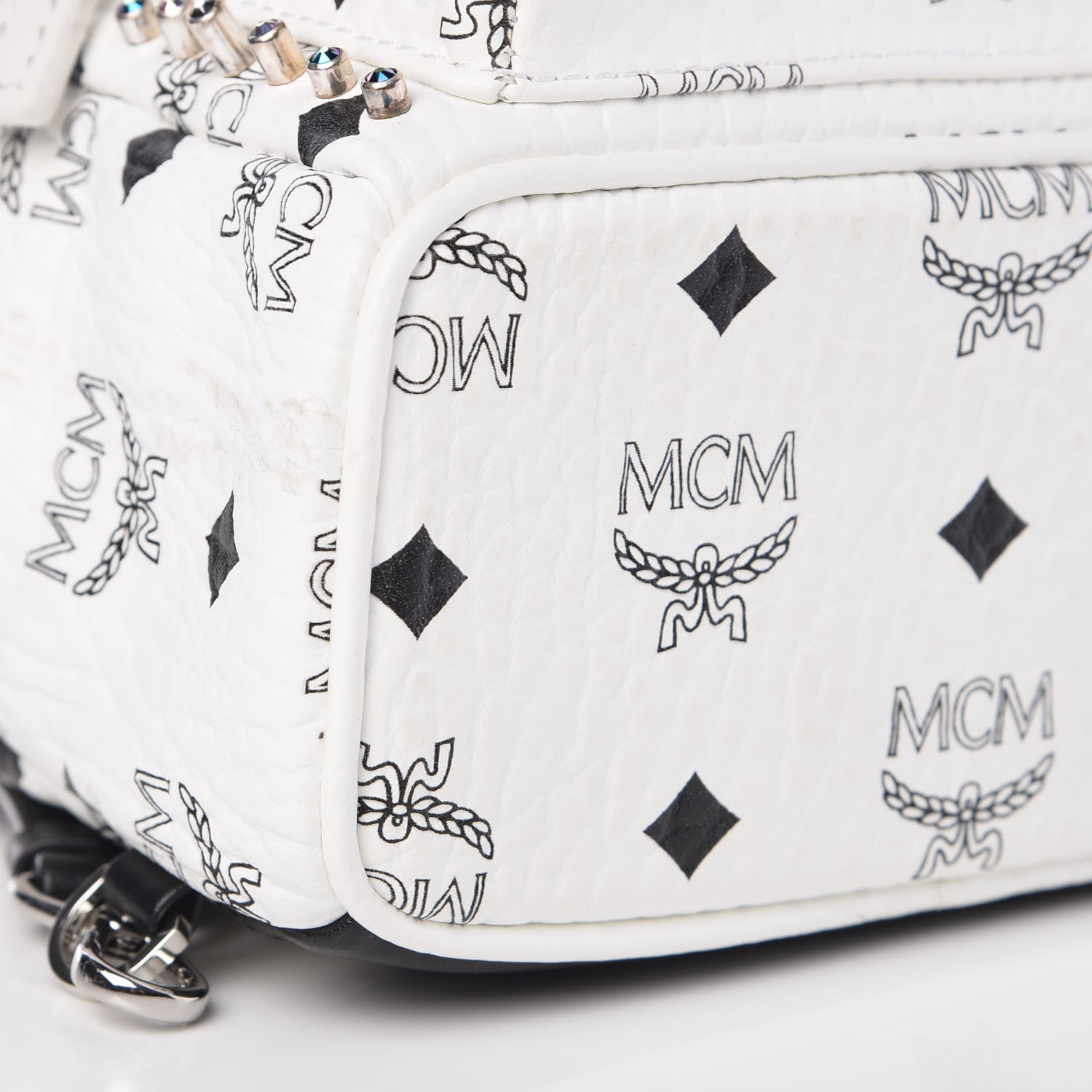 MCM Visetos Stud Mini Stark Backpack White 8 of 10
