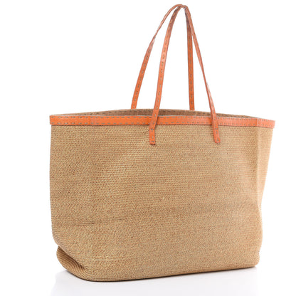Fendi Raffia Calfskin Romano Selleria Tote Mandarino 3 of 12