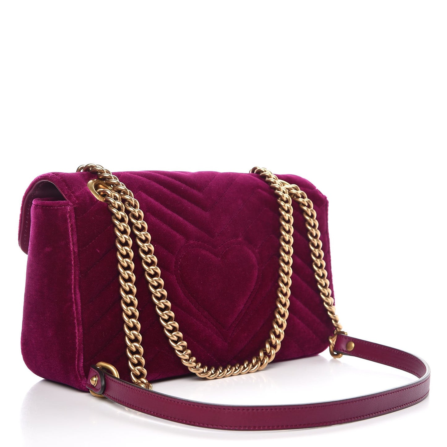 Velvet Matelasse Embroidered Small GG Marmont Shoulder Bag Fuchsia Violet Cyclamen