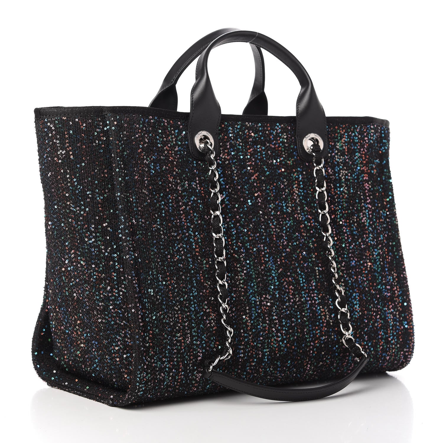 Chanel Calfskin Sequin Medium Deauville Tote Black 3 of 10