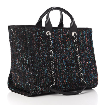 Chanel Calfskin Sequin Medium Deauville Tote Black 3 of 10