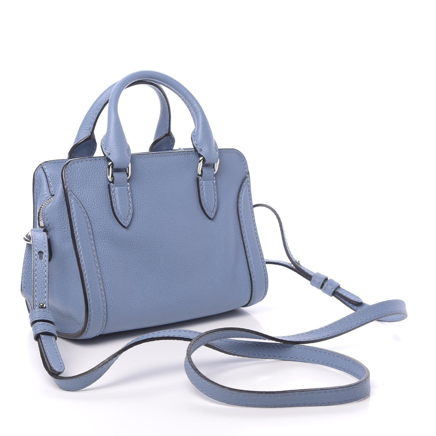 Alexander McQueen Pebbled Calfskin Mini Padlock Tote Light Blue 3 of 10
