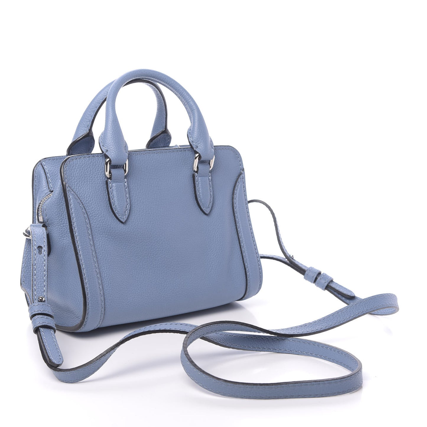 Pebbled Calfskin Mini Padlock Tote Light Blue