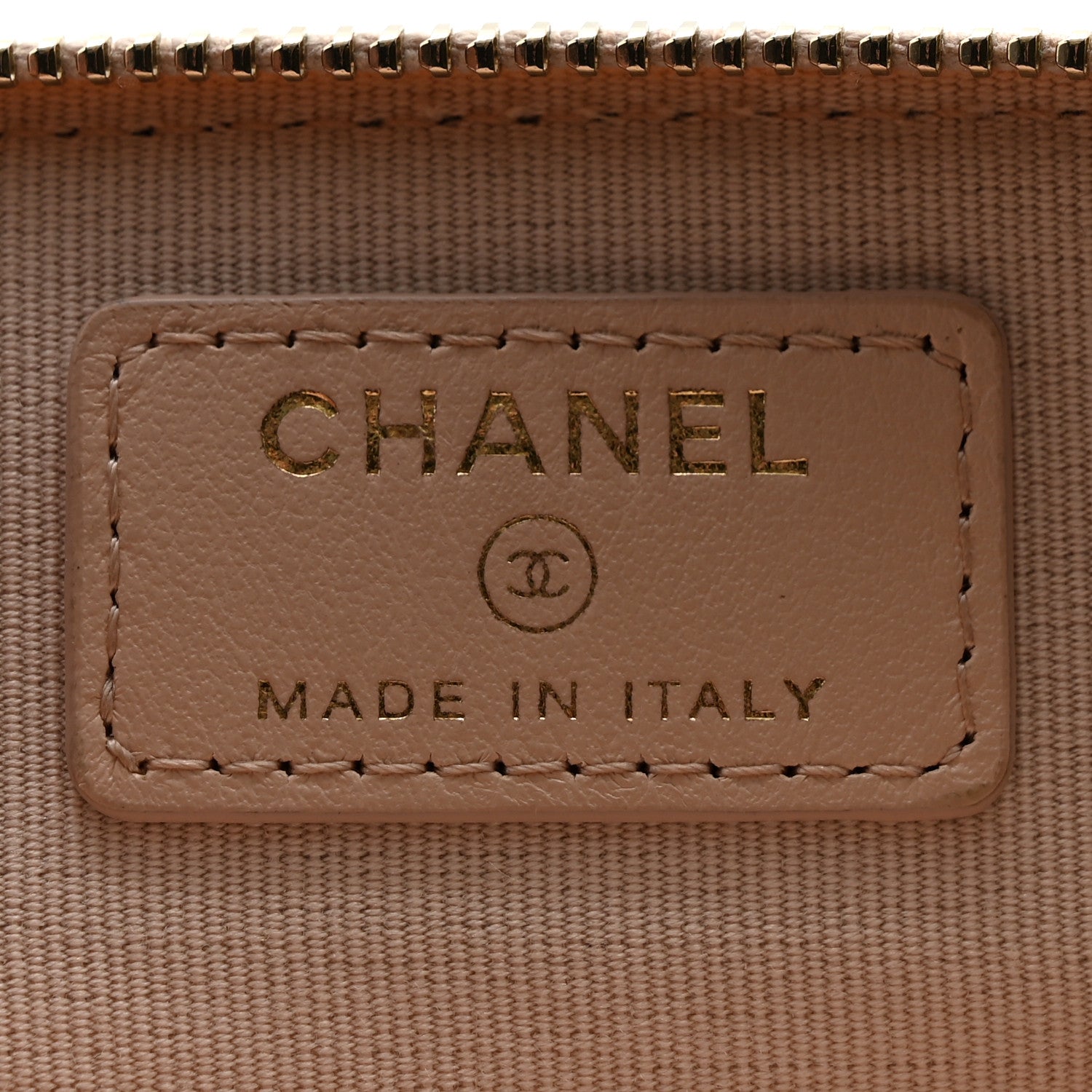 Chanel Caviar Quilted Zip Card Holder Wallet Light Beige 7 of 8