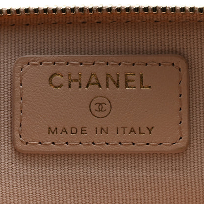 Chanel Caviar Quilted Zip Card Holder Wallet Light Beige 7 of 8