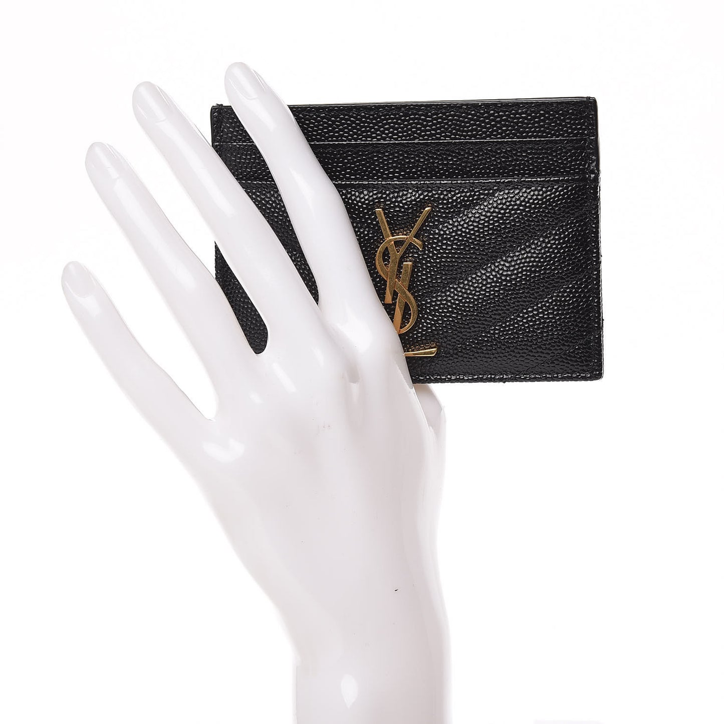 Grain De Poudre Matelasse Chevron Monogram Credit Card Case Black