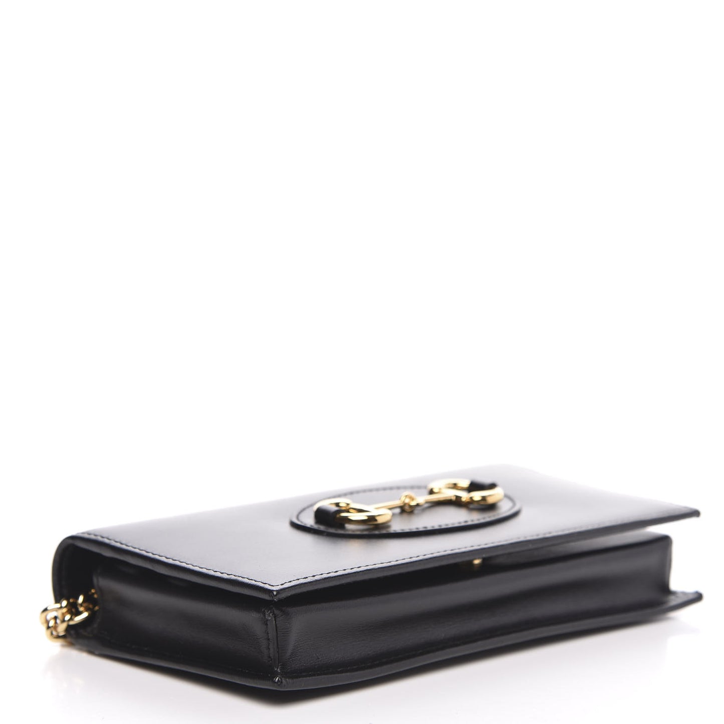 Boarded Plutone Calfskin Horsebit 1955 Wallet On Chain Black