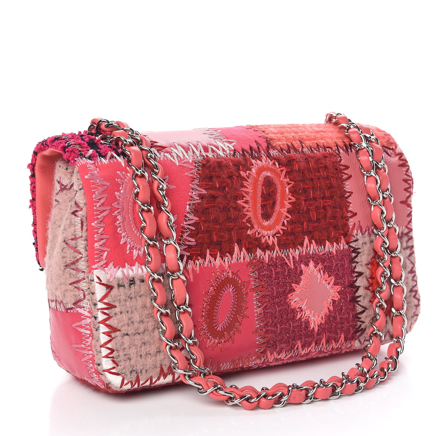 Lambskin Tweed Patchwork Medium Single Flap Multicolor