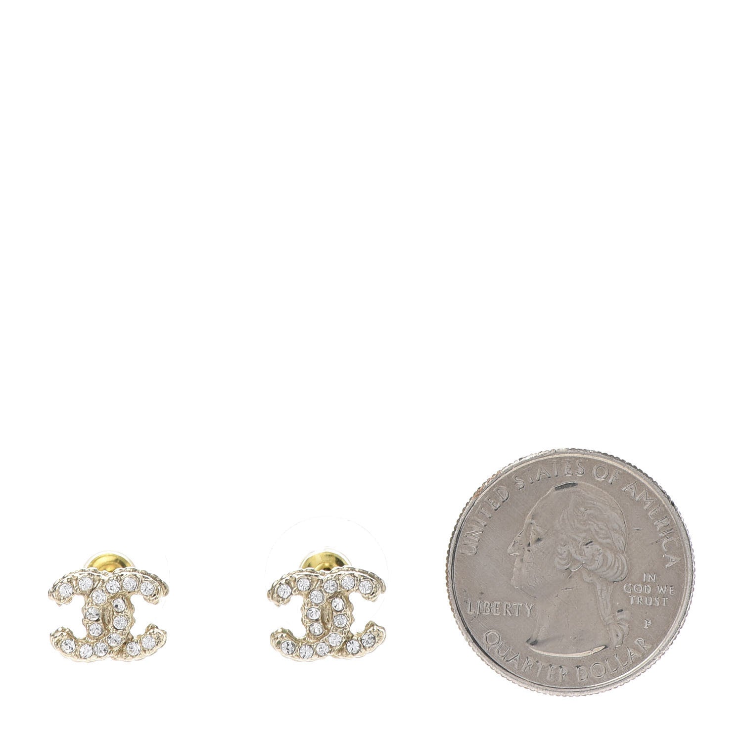 Chanel Crystal Mini CC Earrings Gold 2 of 7