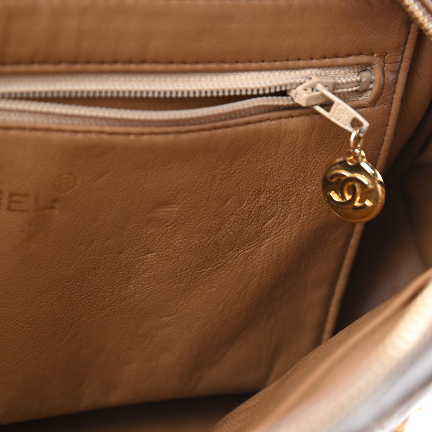 Lambskin Quilted Camera Case Beige