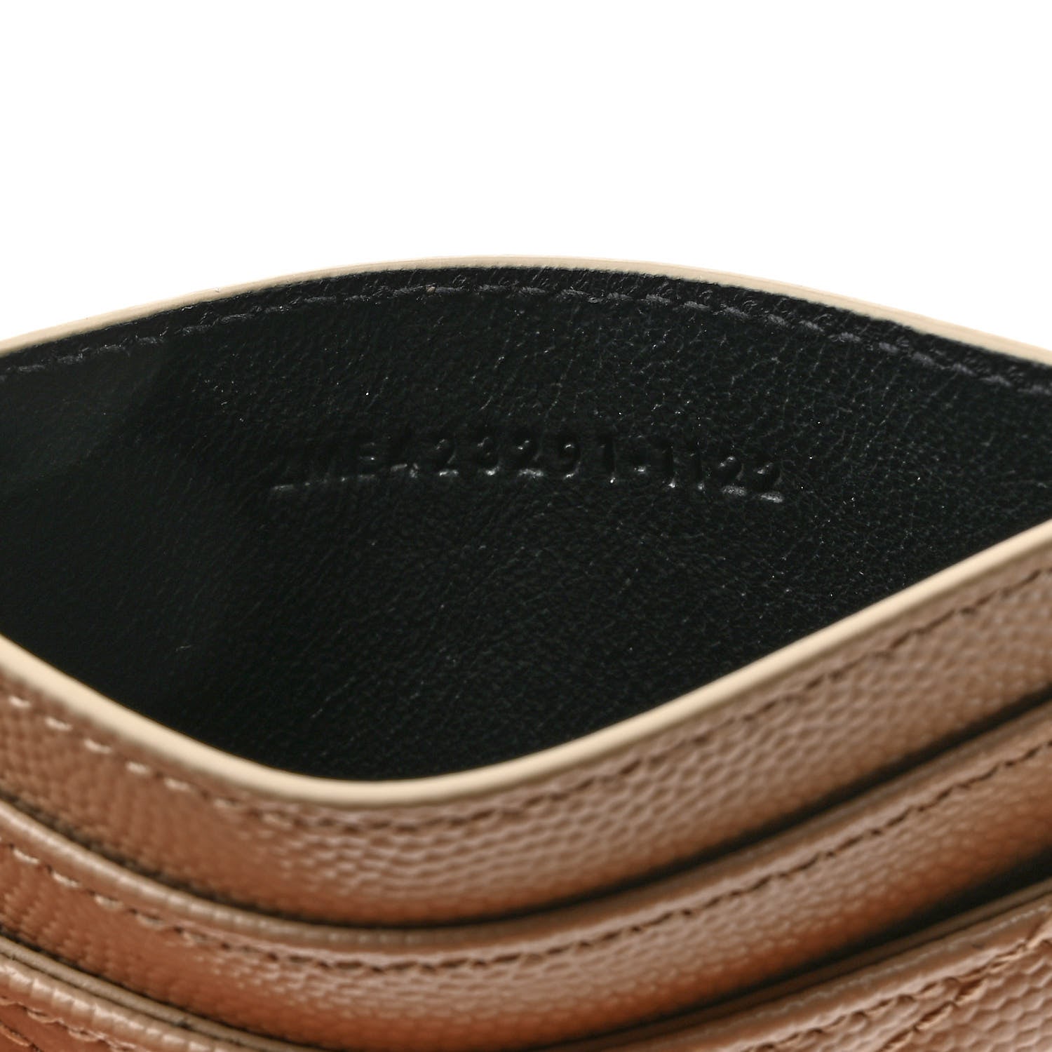 Saint Laurent Grain De Poudre Matelasse Chevron Monogram Credit Card Case Dark Beige 7 of 7