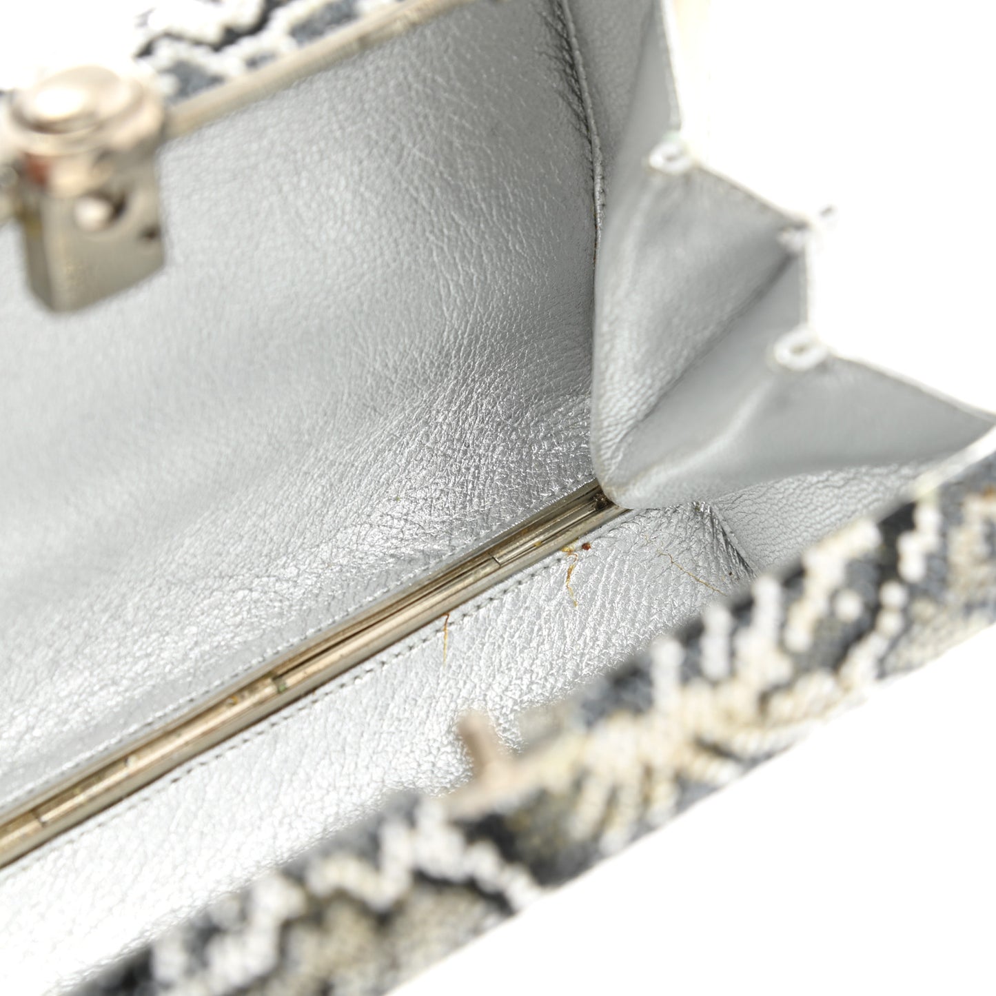 Swarovski Crystal Minaudiere Clutch Silver Multicolor