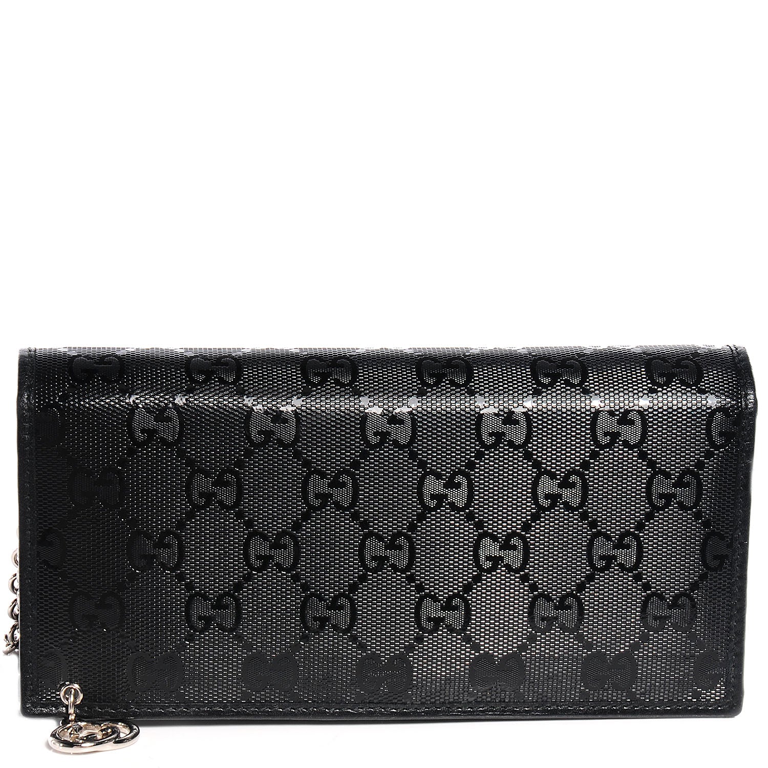 Gucci Imprime Monogram GG Pierce Chain Clutch Wallet Black 1 of 8