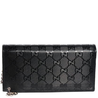 Gucci Imprime Monogram GG Pierce Chain Clutch Wallet Black 1 of 8