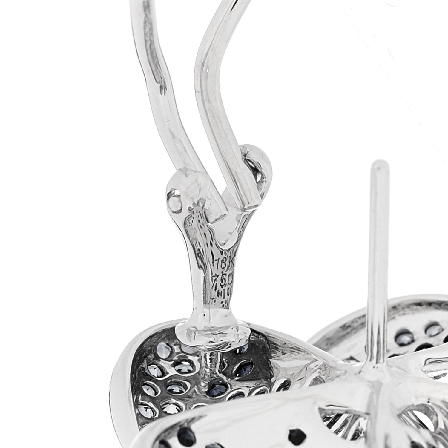 Parker & West by FASHIONPHILE 18K White Gold Diamond Blue Sapphire Flower Earrings 5 of 6