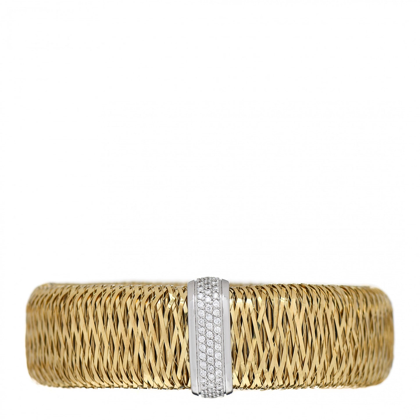 18K Yellow White Gold Diamond XL Primavera Bangle Bracelet
