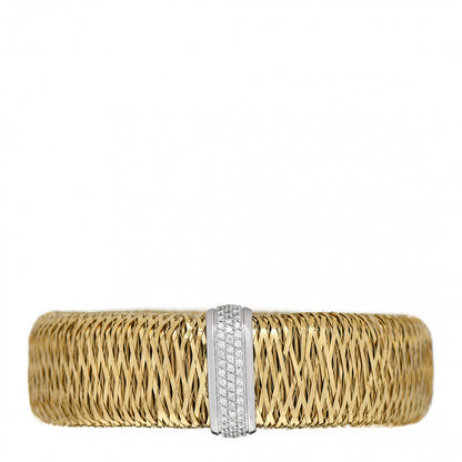 Roberto Coin 18K Yellow White Gold Diamond XL Primavera Bangle Bracelet 1 of 3