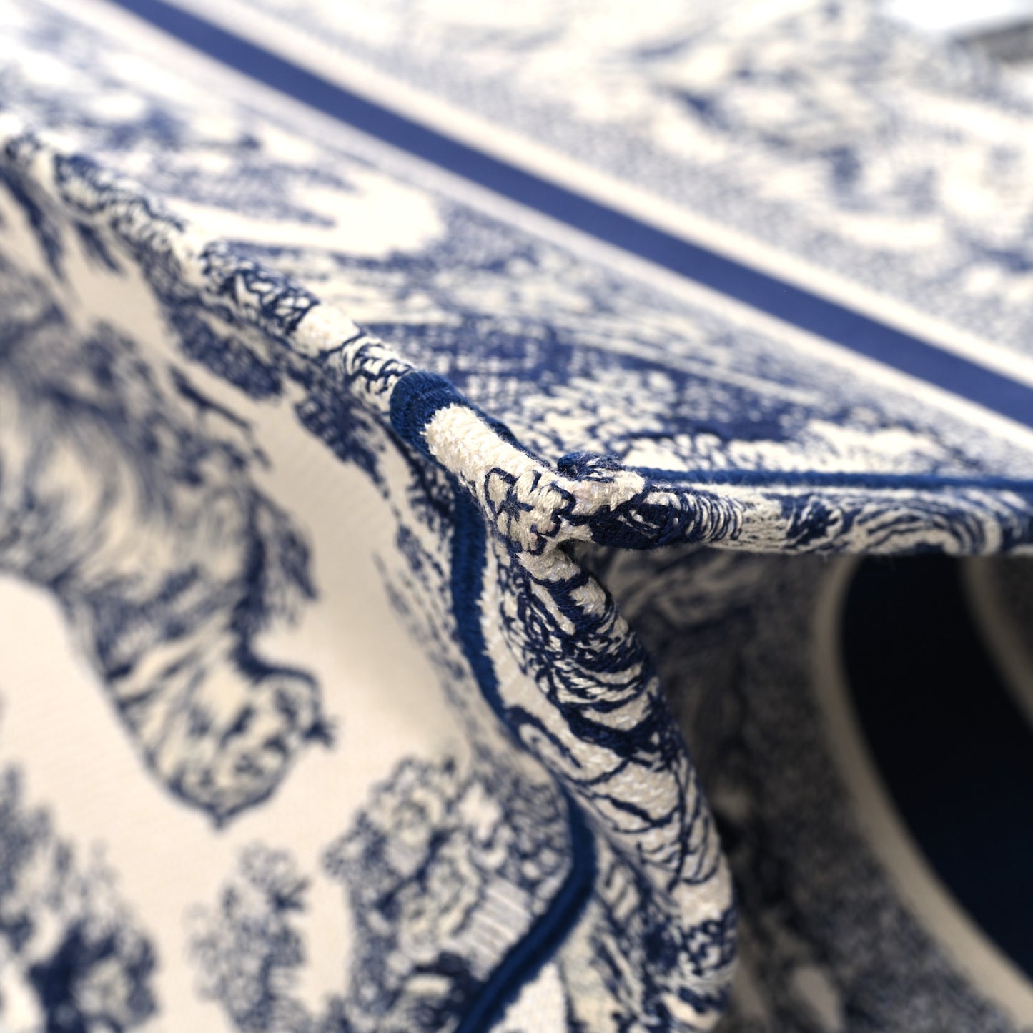 Canvas Embroidered Medium Dioriviera Toile De Jouy Book Tote Blue