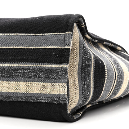 Chanel Canvas Striped Extra Large Deauville Tote Black Grey 10 of 10