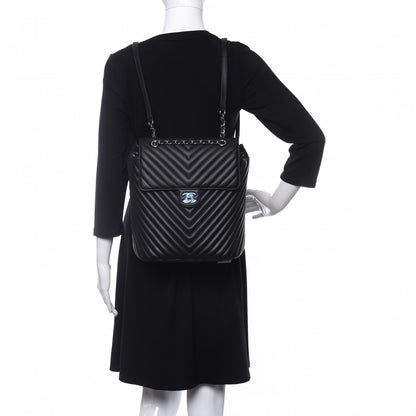 Chanel Calfskin Chevron Quilted Large Urban Spirit Backpack Black 2 of 9